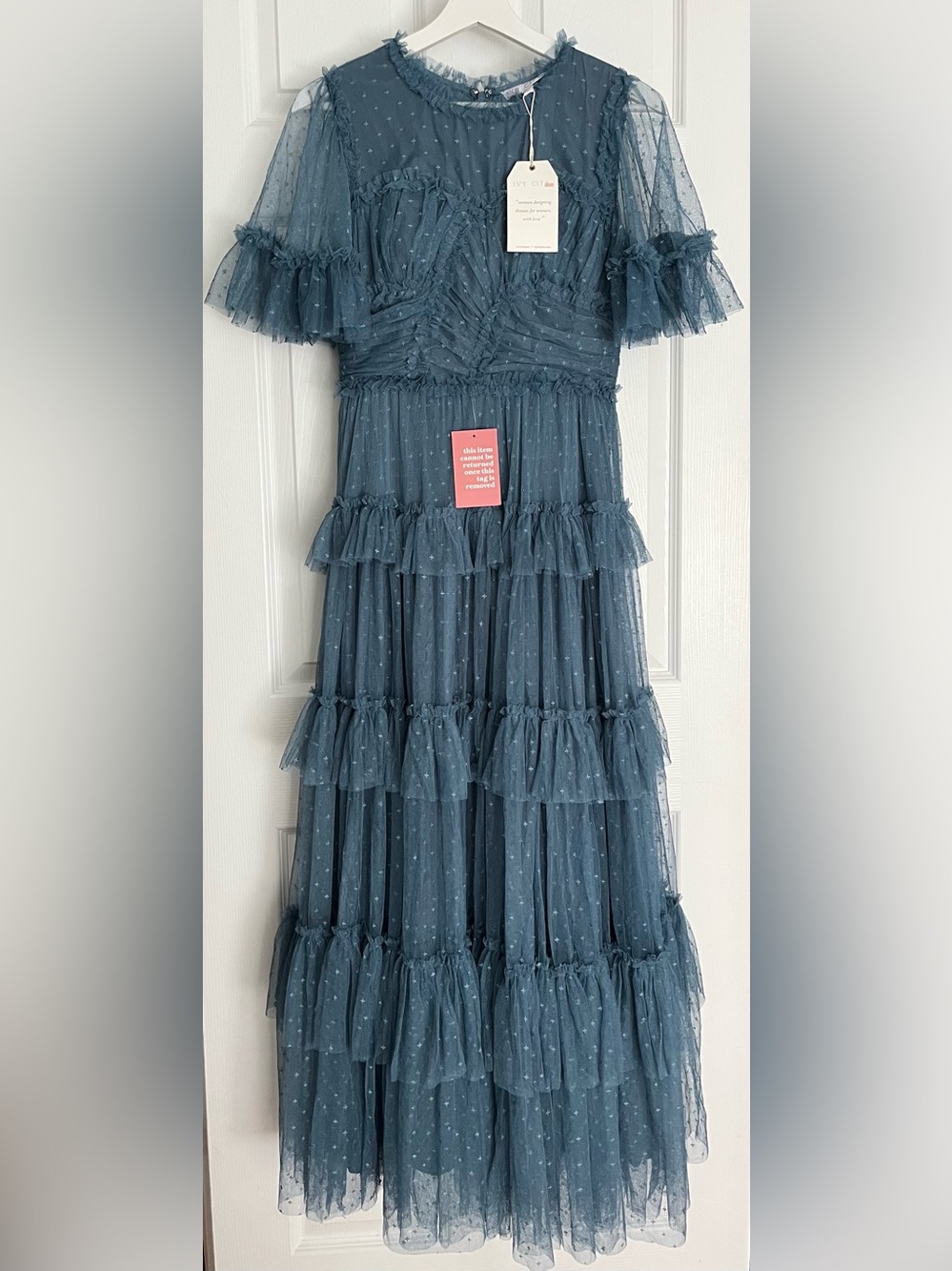 Ivy City Co. Whimsical dress in slate blue, size S - Picture 2 of 10